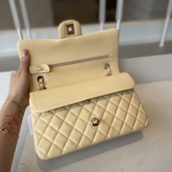 Fake Classic Flap Bag A1112 Apricot Gold Hardware Replica