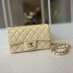 Replica Classic Flap Bag A1112 Apricot Silver Hardware
