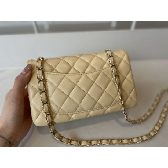 Replica Classic Flap Bag A1112 Apricot Silver Hardware