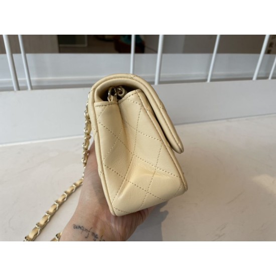 Replica Classic Flap Bag A1112 Apricot Silver Hardware