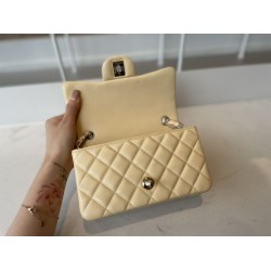 Replica Classic Flap Bag A1112 Apricot Silver Hardware