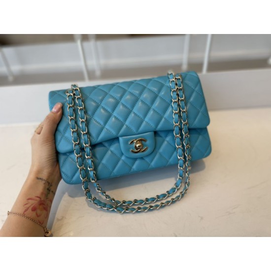 Replica Classic Flap Bag A1112 Light Blue Silver Hardware