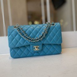 Replica Classic Flap Bag A1112 Light Blue Silver Hardware