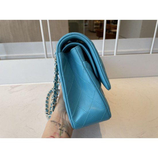 Replica Classic Flap Bag A1112 Light Blue Silver Hardware