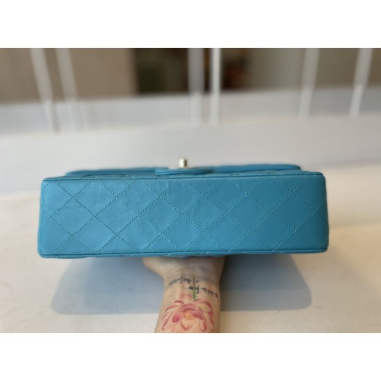 Replica Classic Flap Bag A1112 Light Blue Silver Hardware