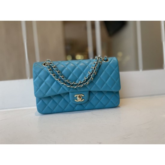 Replica Classic Flap Bag A1112 Light Blue Silver Hardware