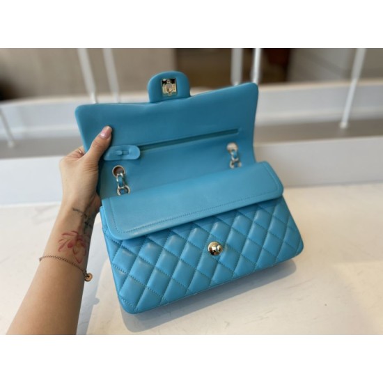 Replica Classic Flap Bag A1112 Light Blue Silver Hardware