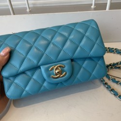 Replica Classic Flap Bag A1112 Light Blue Gold Hardware