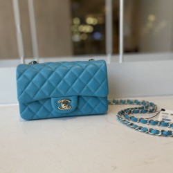 Replica Classic Flap Bag A1112 Light Blue Gold Hardware