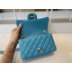 Replica Classic Flap Bag A1112 Light Blue Gold Hardware