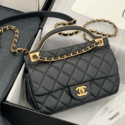 Replica Grained Calfskin Flap Bag AS2438 Black