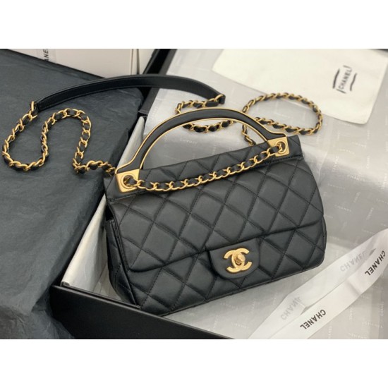 Replica Grained Calfskin Flap Bag AS2438 Black