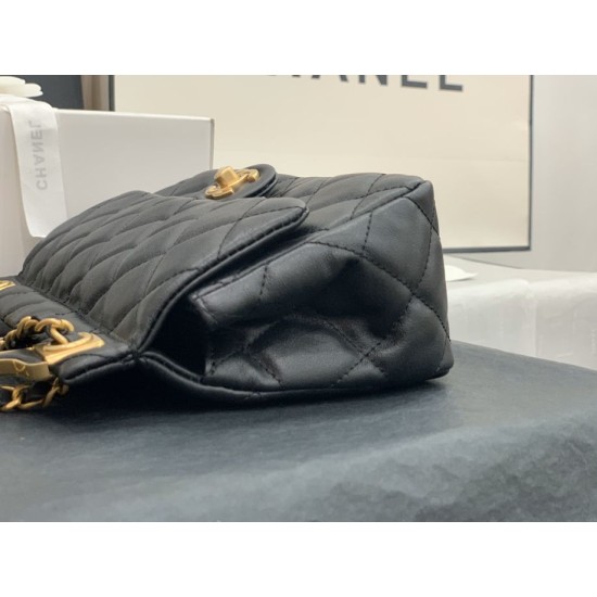 Replica Grained Calfskin Flap Bag AS2438 Black