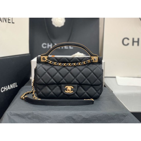 Replica Grained Calfskin Flap Bag AS2438 Black