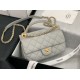 Fake Grained Calfskin Flap Bag AS2438 Gray Replica