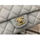 Fake Grained Calfskin Flap Bag AS2438 Gray Replica