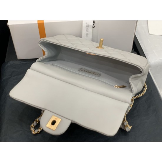 Fake Grained Calfskin Flap Bag AS2438 Gray Replica