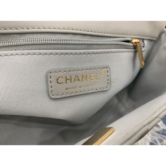 Fake Grained Calfskin Flap Bag AS2438 Gray Replica