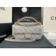 Fake Grained Calfskin Flap Bag AS2438 Gray Replica