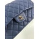Fake Large Classic Handbag Grained Calfskin &amp; Gold-Tone Metal A56800 Blue Replica