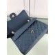 Fake Large Classic Handbag Grained Calfskin &amp; Gold-Tone Metal A56800 Blue Replica