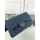 Fake Large Classic Handbag Grained Calfskin &amp; Gold-Tone Metal A56800 Blue Replica