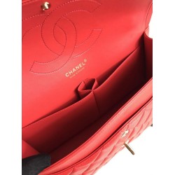 Fake Large Classic Handbag Grained Calfskin &amp; Gold-Tone Metal A56800 Red Replica