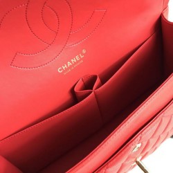 Fake Large Classic Handbag Grained Calfskin &amp; Gold-Tone Metal A56800 Red Replica
