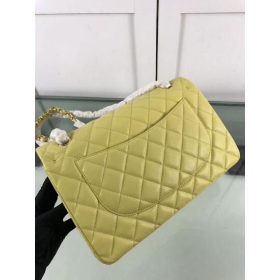 Replica Large Classic Handbag Grained Calfskin &amp; Gold-Tone Metal A56800 Yellow