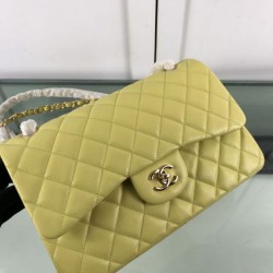 Replica Large Classic Handbag Grained Calfskin &amp; Gold-Tone Metal A56800 Yellow