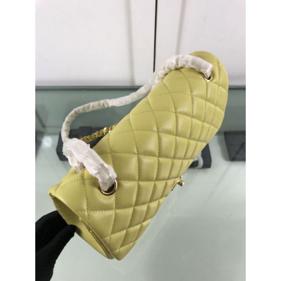 Replica Large Classic Handbag Grained Calfskin &amp; Gold-Tone Metal A56800 Yellow