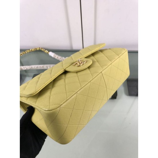 Replica Large Classic Handbag Grained Calfskin &amp; Gold-Tone Metal A56800 Yellow