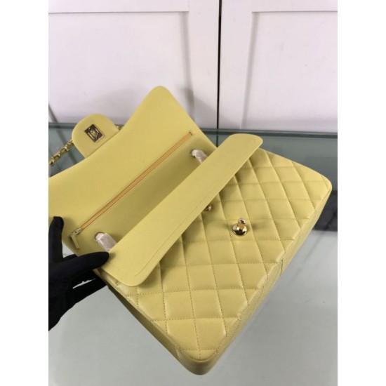 Replica Large Classic Handbag Grained Calfskin &amp; Gold-Tone Metal A56800 Yellow