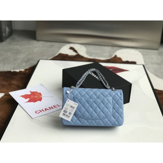 Replica Classic Flap Bag A1112 Sky Blue Silver Hardware
