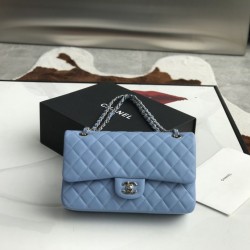 Replica Classic Flap Bag A1112 Sky Blue Silver Hardware