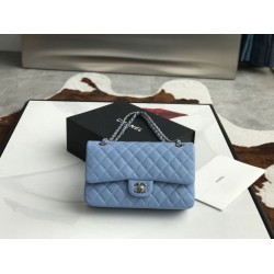 Replica Classic Flap Bag A1112 Sky Blue Silver Hardware