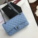 Replica Classic Flap Bag A1112 Sky Blue Silver Hardware