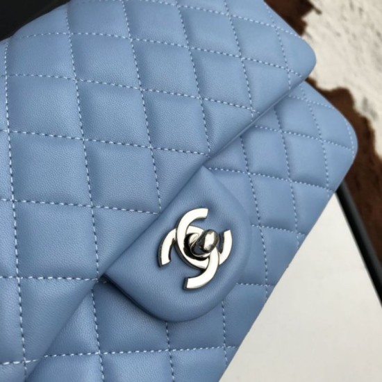 Replica Classic Flap Bag A1112 Sky Blue Silver Hardware