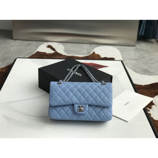 Replica Classic Flap Bag A1112 Sky Blue Silver Hardware