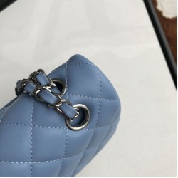 Replica Classic Flap Bag A1112 Sky Blue Silver Hardware Replica Classic Flap Bag A1112 Sky Blue Silver Hardware