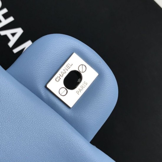 Replica Classic Flap Bag A1112 Sky Blue Silver Hardware