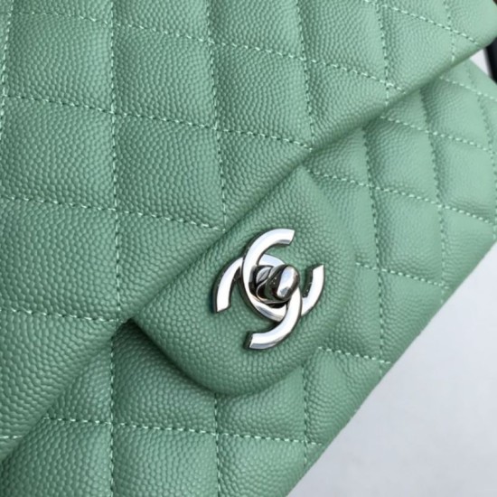 Replica Classic Grained Calfskin Flap Bag A1112 Light Green