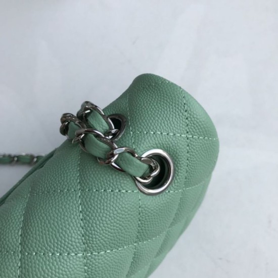 Replica Classic Grained Calfskin Flap Bag A1112 Light Green