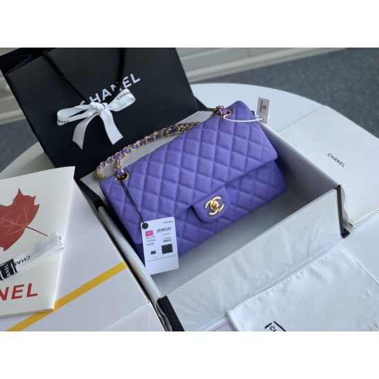 Replica Classic Grained Calfskin Flap Bag A1112 Purple
