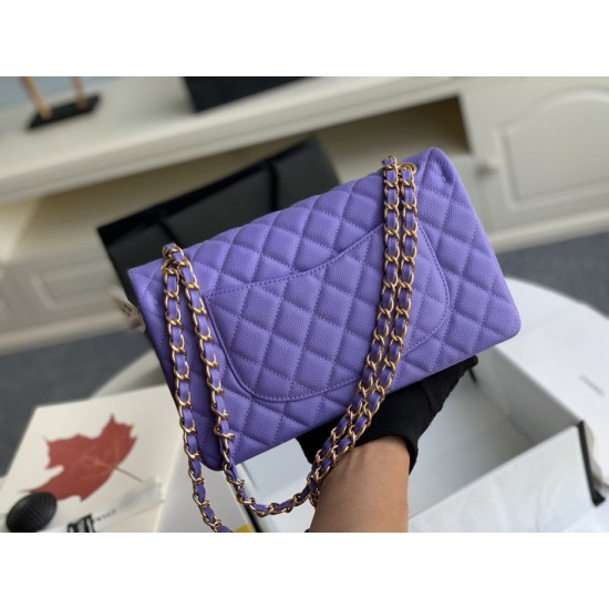 Replica Classic Grained Calfskin Flap Bag A1112 Purple