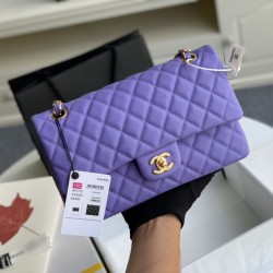 Replica Classic Grained Calfskin Flap Bag A1112 Purple