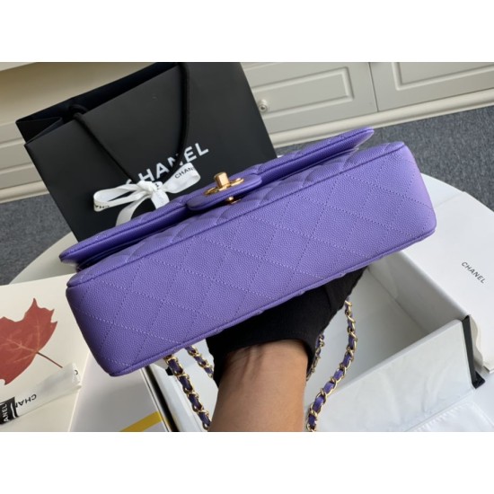 Replica Classic Grained Calfskin Flap Bag A1112 Purple