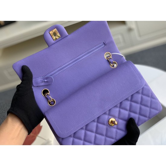 Replica Classic Grained Calfskin Flap Bag A1112 Purple