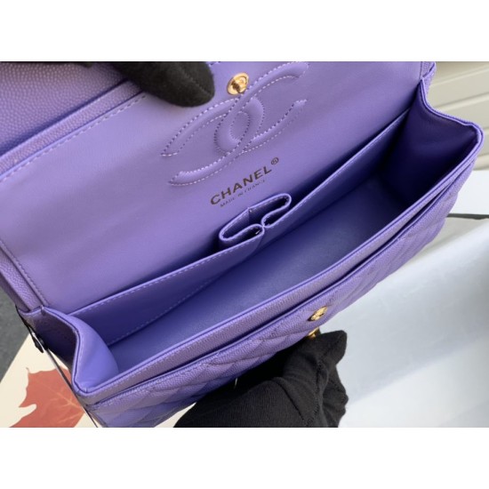 Replica Classic Grained Calfskin Flap Bag A1112 Purple