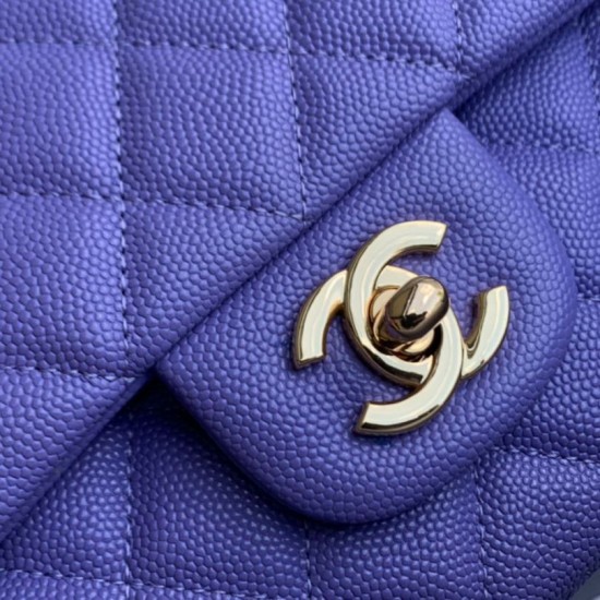 Replica Classic Grained Calfskin Flap Bag A1112 Purple
